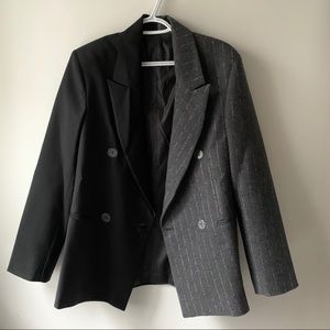 Two-tone wool blend blazer